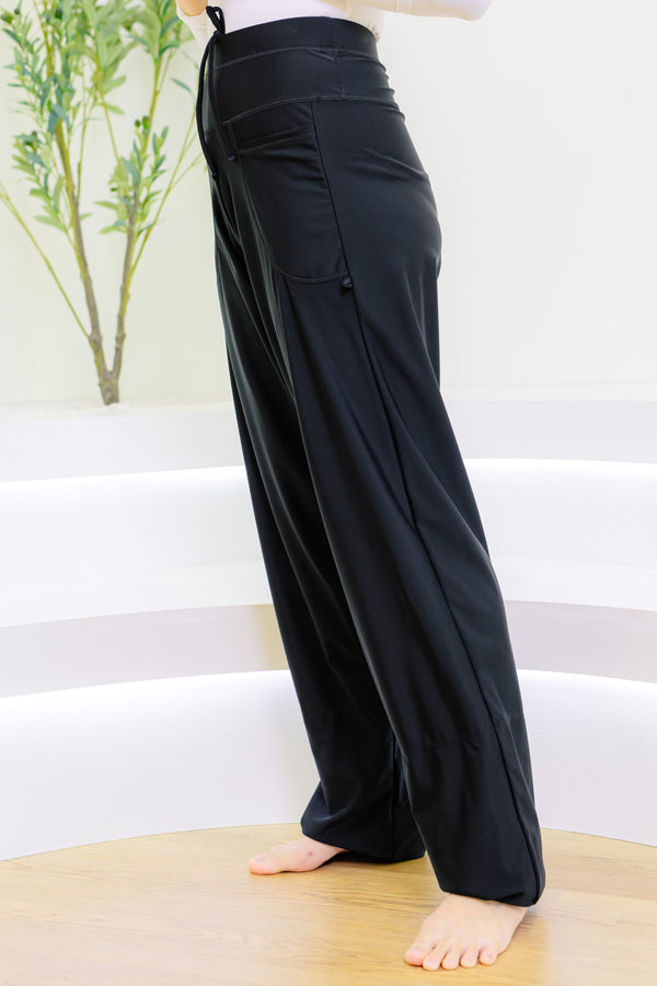 Wide Swim Pants in Black