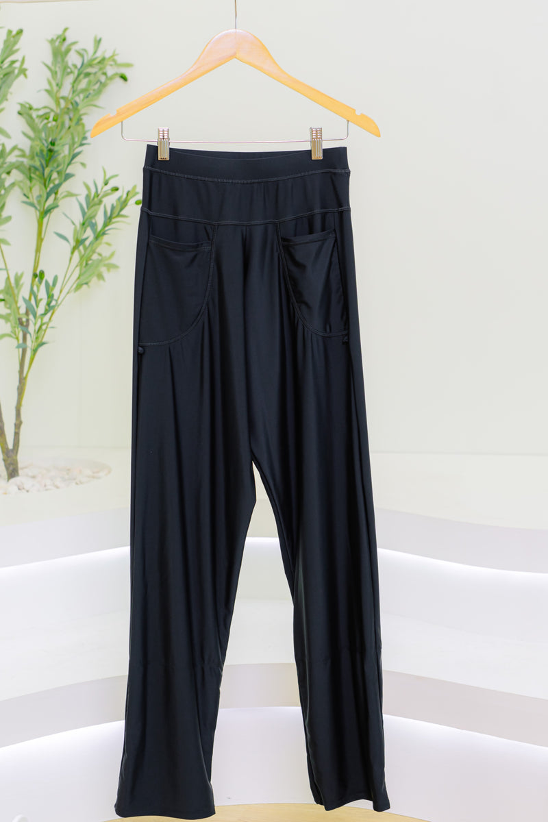 Wide Swim Pants in Black