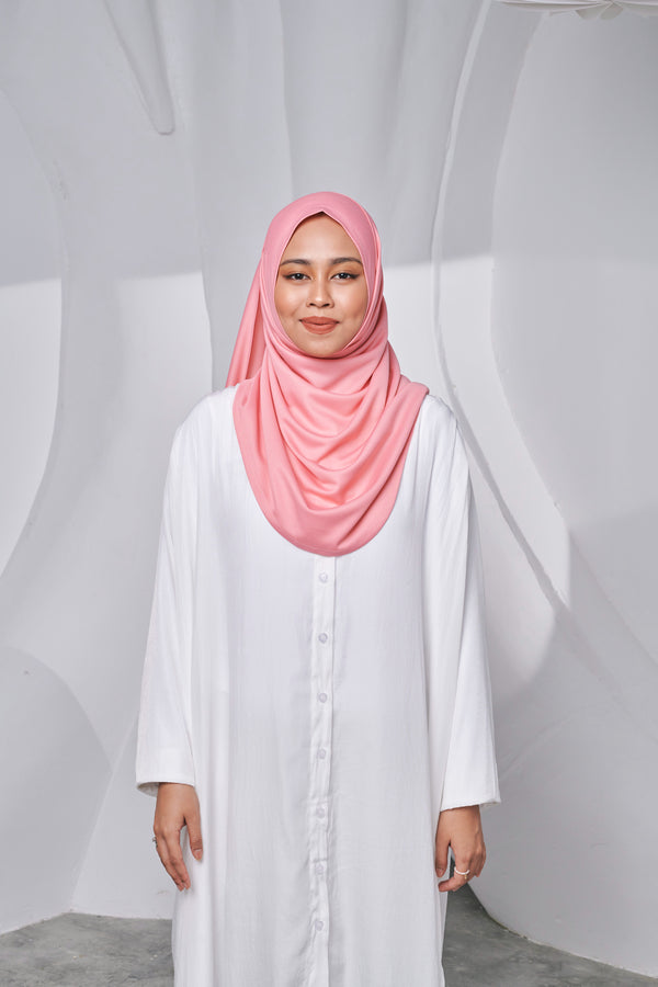 Semi-instant Jersey Shawl in Coral Pink