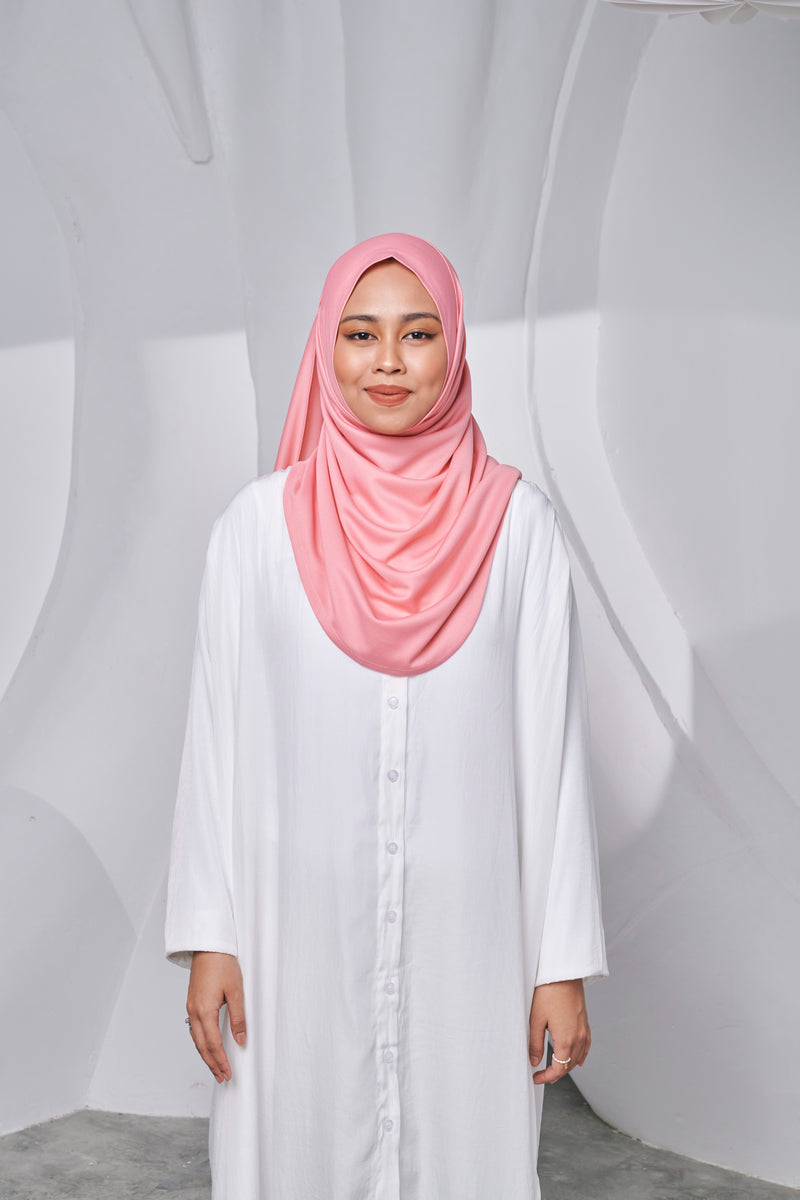 Semi-instant Jersey Shawl in Coral Pink