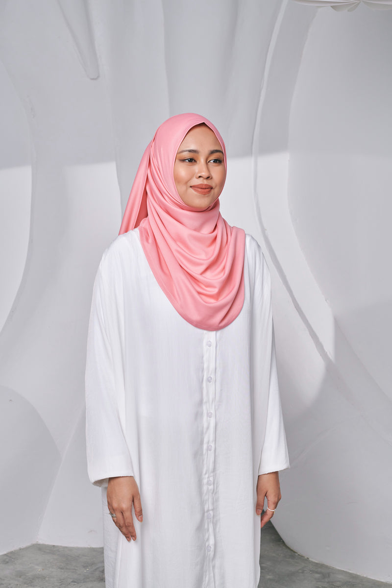 Semi-instant Jersey Shawl in Coral Pink