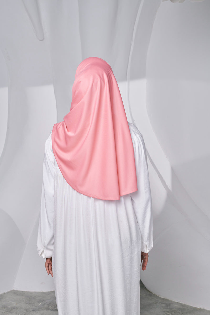Semi-instant Jersey Shawl in Coral Pink