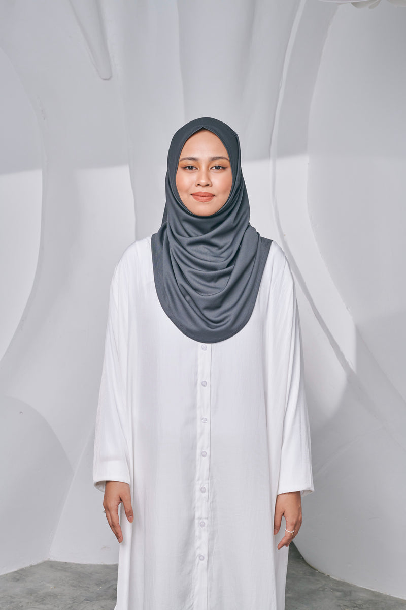 Semi-instant Jersey Shawl in Ashy Black