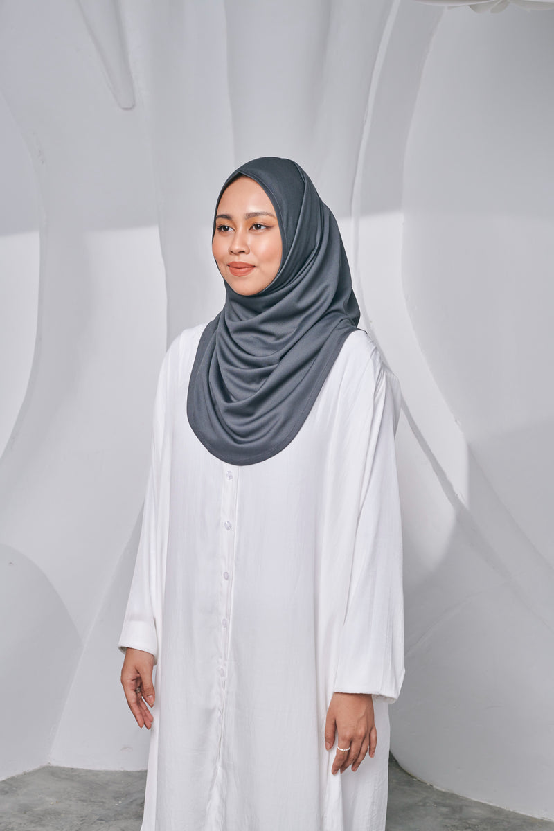 Semi-instant Jersey Shawl in Ashy Black